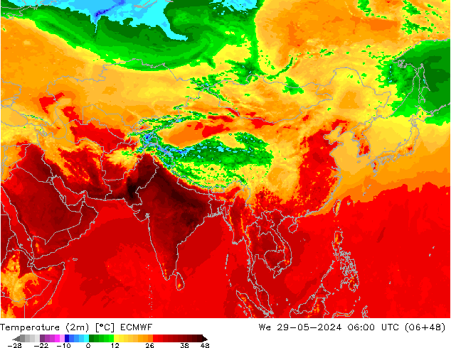 Temperature (2m) ECMWF St 29.05.2024 06 UTC