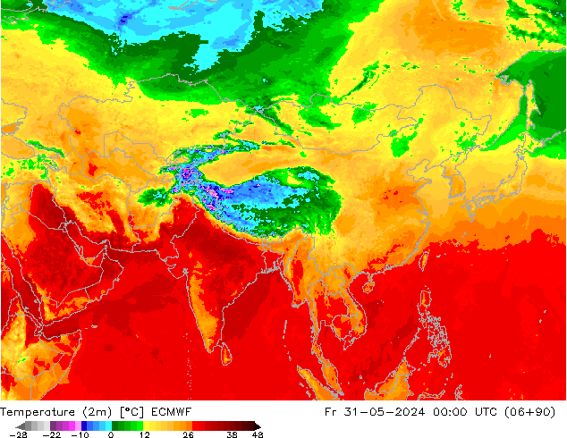 Temperature (2m) ECMWF Fr 31.05.2024 00 UTC