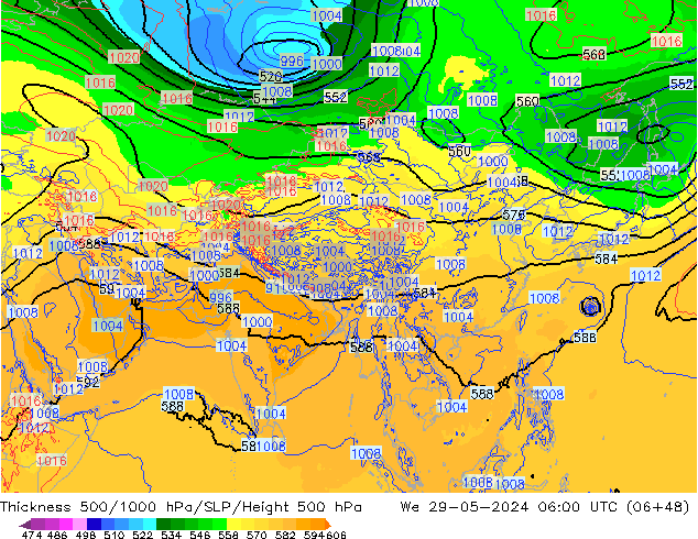 Thck 500-1000hPa ECMWF We 29.05.2024 06 UTC