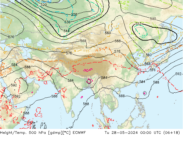 Z500/Regen(+SLP)/Z850 ECMWF di 28.05.2024 00 UTC