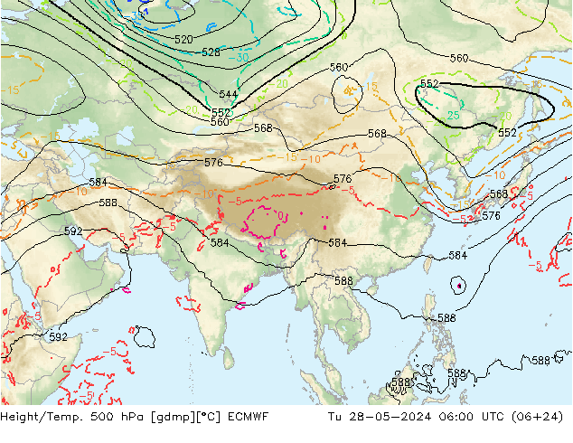 Z500/Rain (+SLP)/Z850 ECMWF Ter 28.05.2024 06 UTC