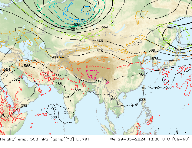 Z500/Rain (+SLP)/Z850 ECMWF We 29.05.2024 18 UTC