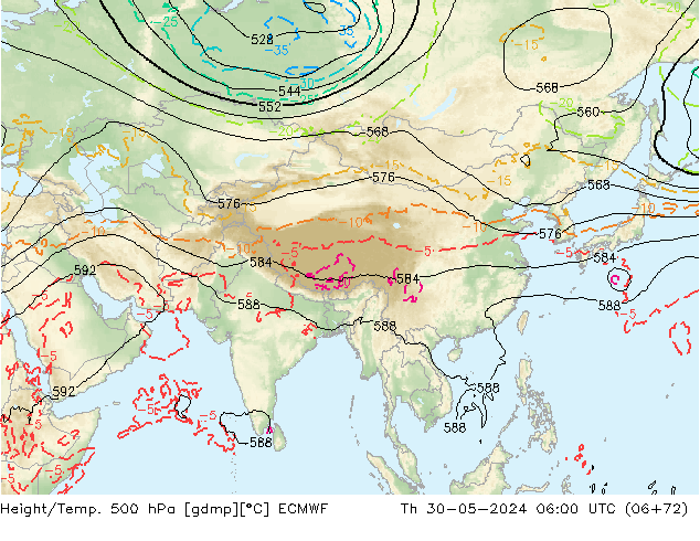 Z500/Yağmur (+YB)/Z850 ECMWF Per 30.05.2024 06 UTC