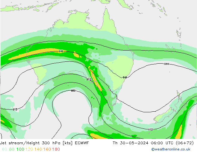 Jet stream/Height 300 hPa ECMWF Th 30.05.2024 06 UTC