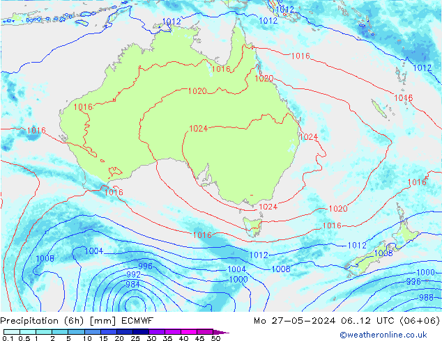 Z500/Rain (+SLP)/Z850 ECMWF Mo 27.05.2024 12 UTC