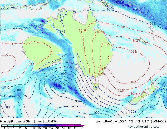 Z500/Yağmur (+YB)/Z850 ECMWF Çar 29.05.2024 18 UTC