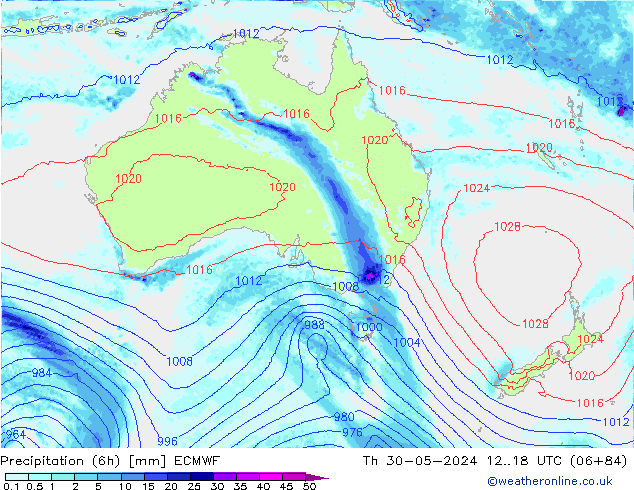 Z500/Rain (+SLP)/Z850 ECMWF Qui 30.05.2024 18 UTC