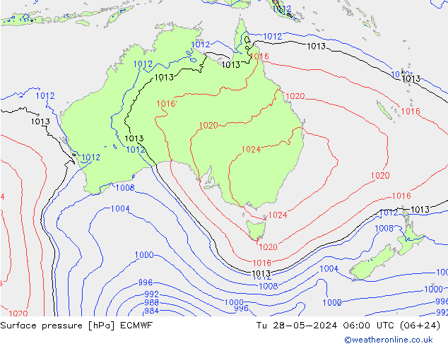 Surface pressure ECMWF Tu 28.05.2024 06 UTC