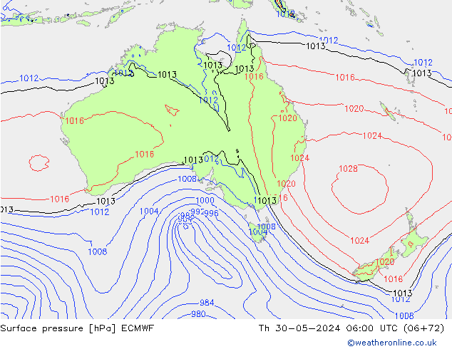 Surface pressure ECMWF Th 30.05.2024 06 UTC