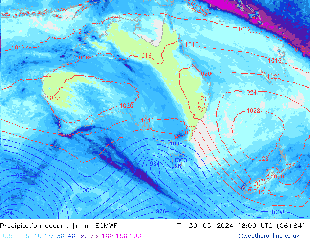 Precipitation accum. ECMWF Qui 30.05.2024 18 UTC