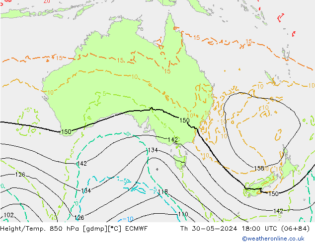 Height/Temp. 850 hPa ECMWF Qui 30.05.2024 18 UTC