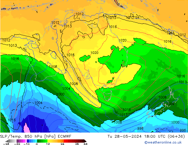 SLP/Temp. 850 hPa ECMWF di 28.05.2024 18 UTC