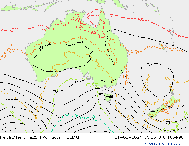 Height/Temp. 925 hPa ECMWF  31.05.2024 00 UTC