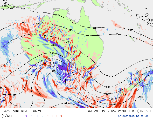 T-Adv. 500 hPa ECMWF mer 29.05.2024 21 UTC