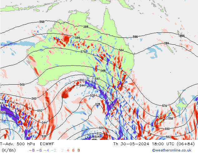 T-Adv. 500 hPa ECMWF Qui 30.05.2024 18 UTC