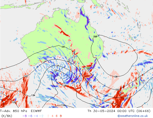 T-Adv. 850 hPa ECMWF czw. 30.05.2024 00 UTC