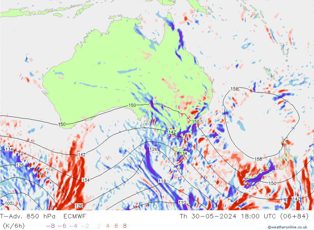 T-Adv. 850 hPa ECMWF jue 30.05.2024 18 UTC