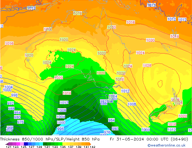 Thck 850-1000 hPa ECMWF  31.05.2024 00 UTC