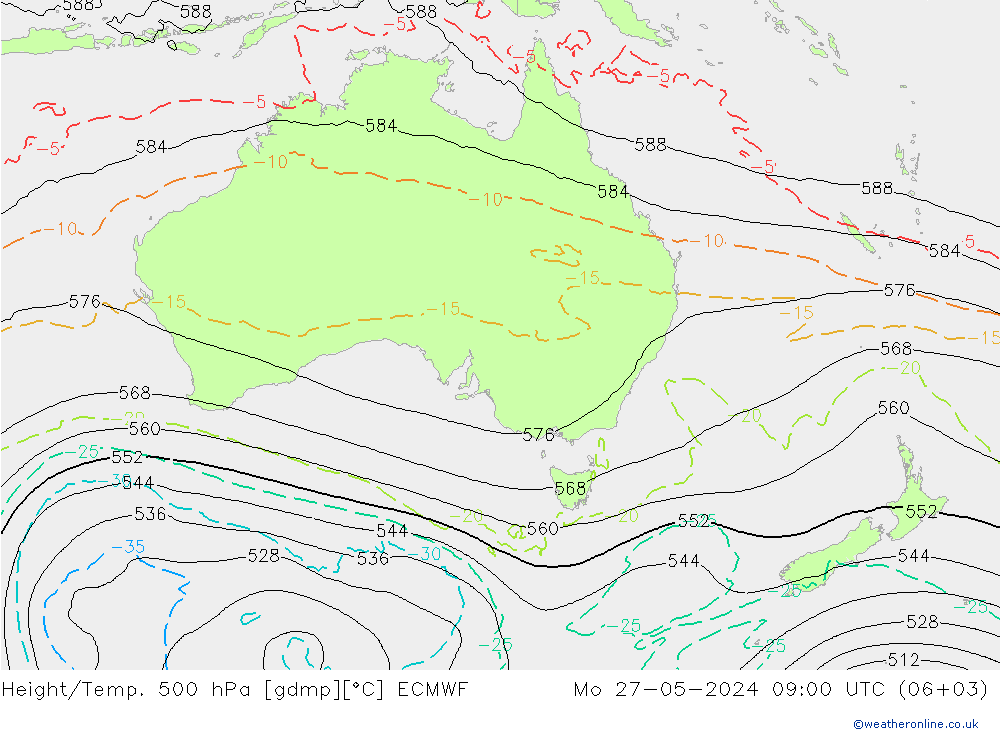 Géop./Temp. 500 hPa ECMWF lun 27.05.2024 09 UTC