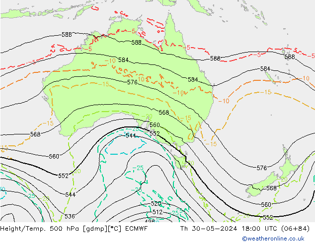 Z500/Rain (+SLP)/Z850 ECMWF Qui 30.05.2024 18 UTC