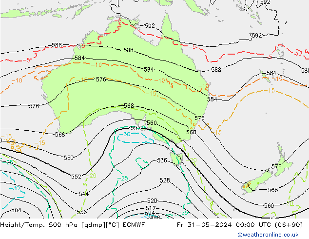 Z500/Regen(+SLP)/Z850 ECMWF vr 31.05.2024 00 UTC