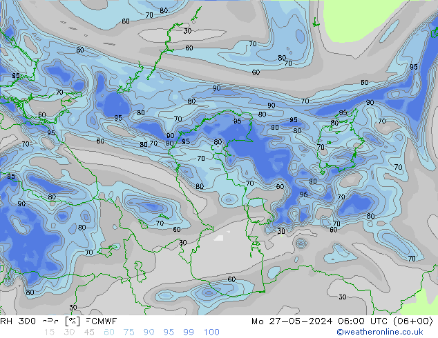 RH 300 hPa ECMWF Mo 27.05.2024 06 UTC