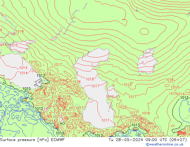 Bodendruck ECMWF Di 28.05.2024 09 UTC