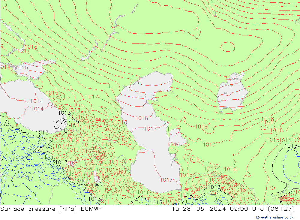 Luchtdruk (Grond) ECMWF di 28.05.2024 09 UTC