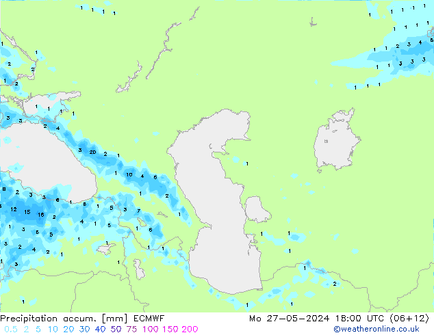 Precipitation accum. ECMWF Mo 27.05.2024 18 UTC