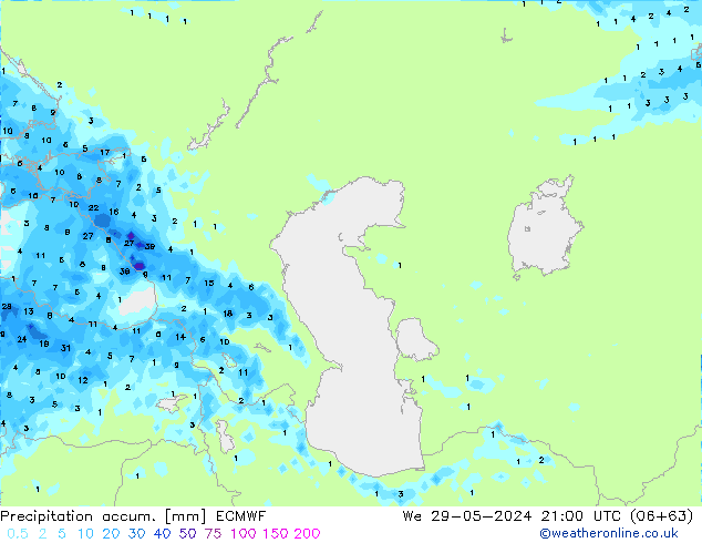 Precipitation accum. ECMWF Qua 29.05.2024 21 UTC