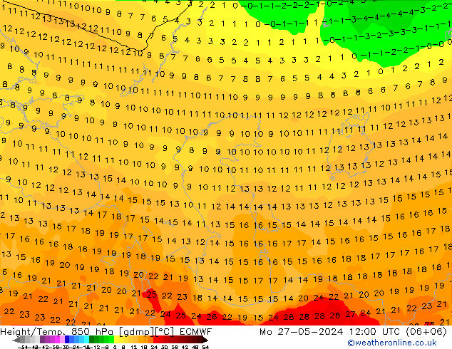 Z500/Rain (+SLP)/Z850 ECMWF пн 27.05.2024 12 UTC