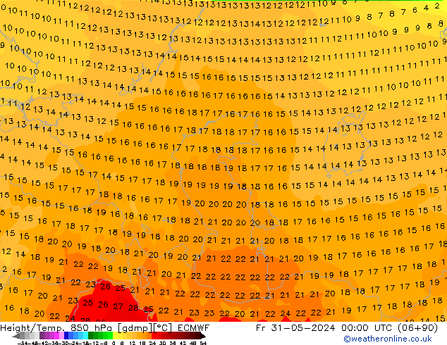 Height/Temp. 850 hPa ECMWF Fr 31.05.2024 00 UTC