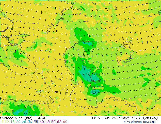 Vento 10 m ECMWF ven 31.05.2024 00 UTC