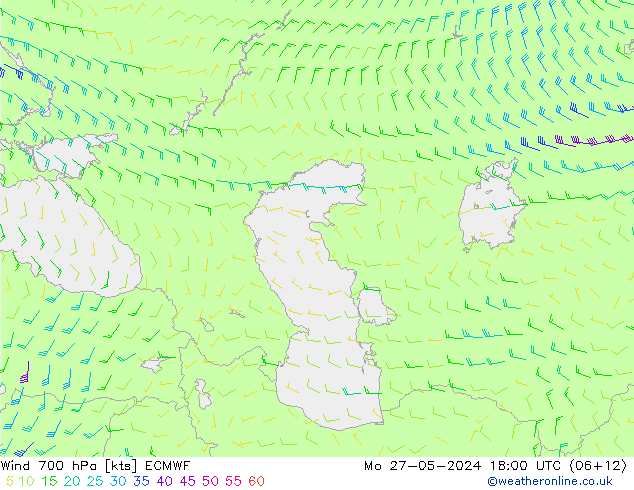 Vent 700 hPa ECMWF lun 27.05.2024 18 UTC