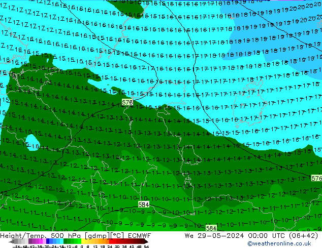 Z500/Rain (+SLP)/Z850 ECMWF We 29.05.2024 00 UTC