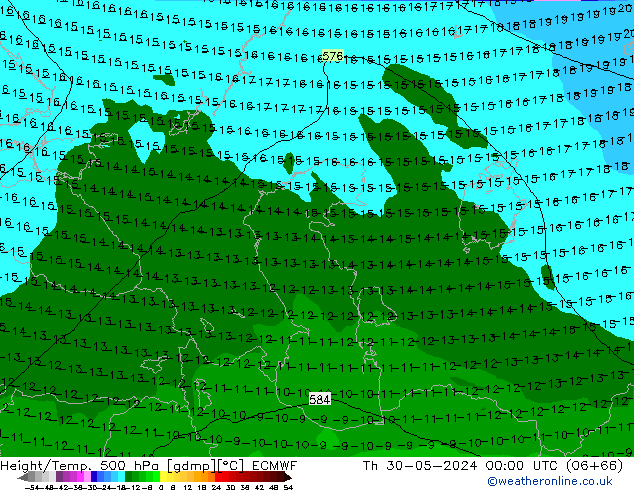 Z500/Rain (+SLP)/Z850 ECMWF Do 30.05.2024 00 UTC