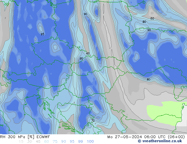 RH 300 hPa ECMWF Po 27.05.2024 06 UTC