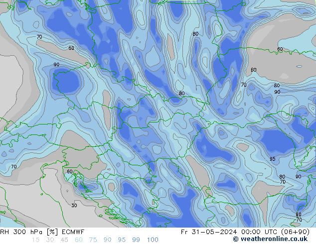 RH 300 hPa ECMWF Fr 31.05.2024 00 UTC