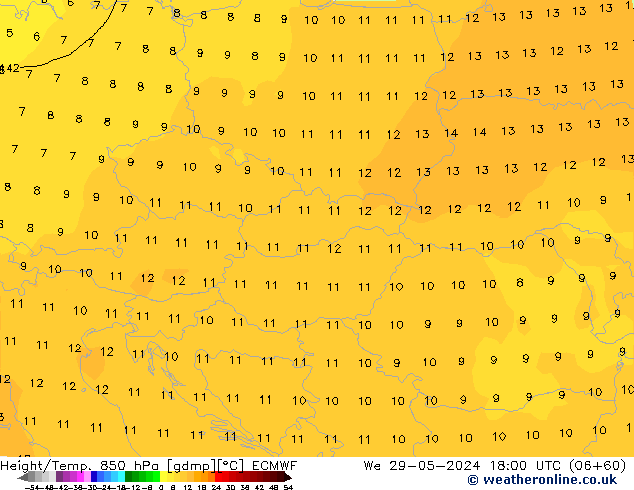 Height/Temp. 850 hPa ECMWF  29.05.2024 18 UTC