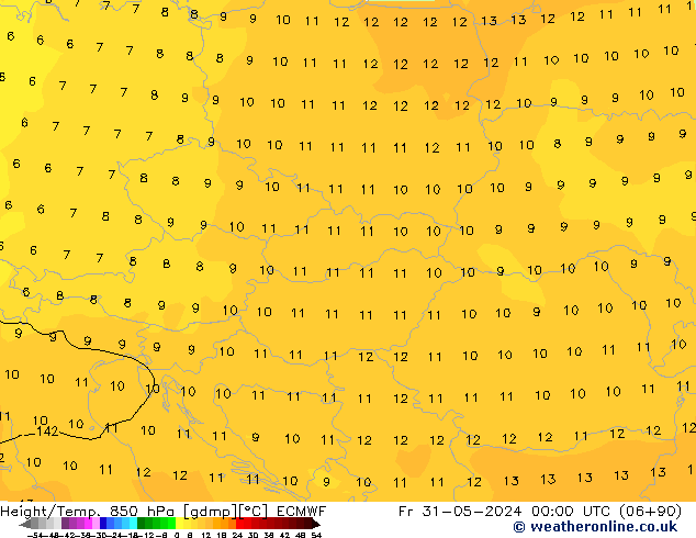 Height/Temp. 850 hPa ECMWF  31.05.2024 00 UTC