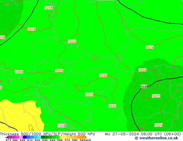 Thck 500-1000hPa ECMWF  27.05.2024 06 UTC