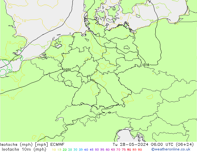 Isotaca (mph) ECMWF mar 28.05.2024 06 UTC