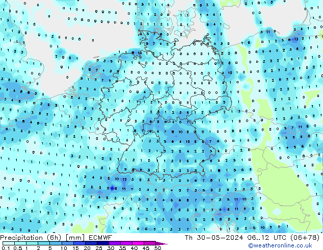 Z500/Rain (+SLP)/Z850 ECMWF  30.05.2024 12 UTC