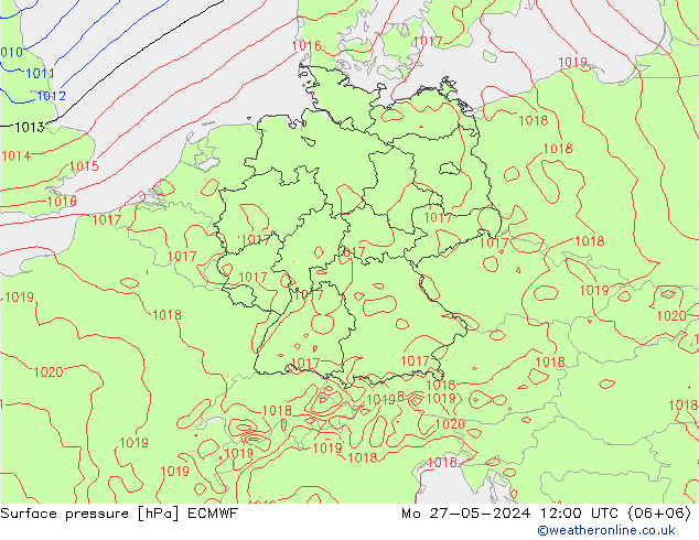 Surface pressure ECMWF Mo 27.05.2024 12 UTC