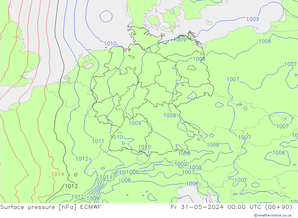 ciśnienie ECMWF pt. 31.05.2024 00 UTC