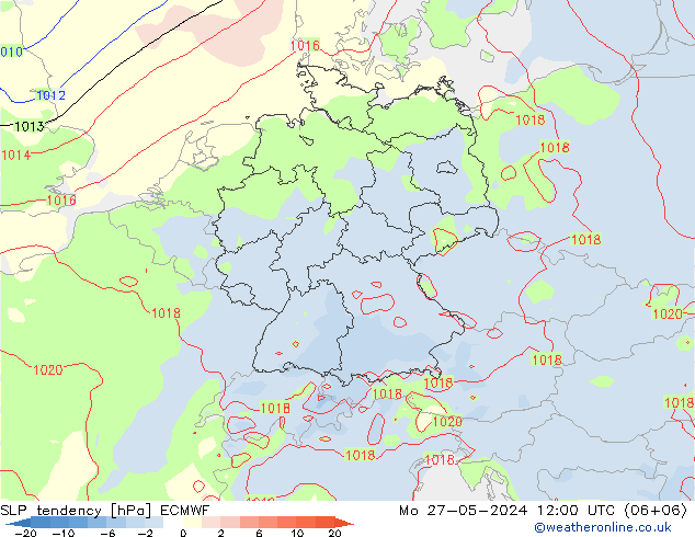 Drucktendenz ECMWF Mo 27.05.2024 12 UTC