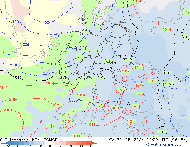 SLP tendency ECMWF We 29.05.2024 12 UTC