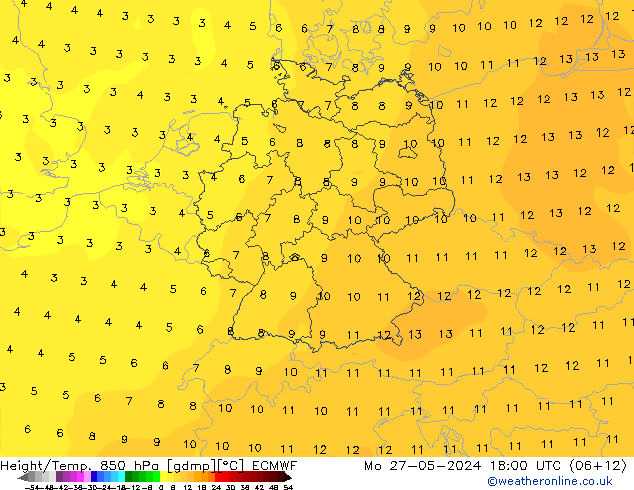 Z500/Rain (+SLP)/Z850 ECMWF Mo 27.05.2024 18 UTC