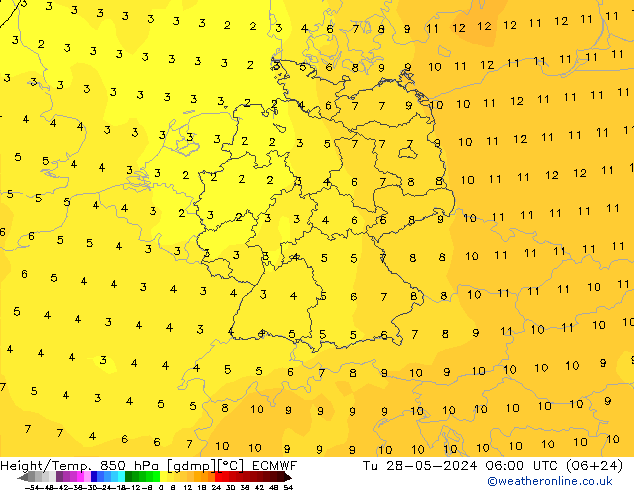 Z500/Rain (+SLP)/Z850 ECMWF Tu 28.05.2024 06 UTC