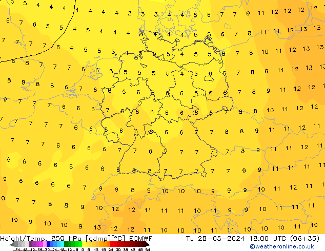 Z500/Rain (+SLP)/Z850 ECMWF  28.05.2024 18 UTC